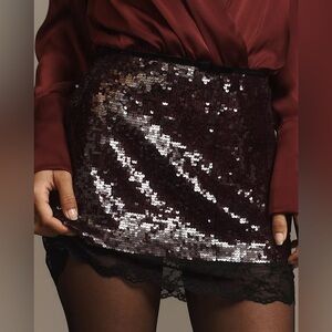 Anthropologie Sequin Lace Micro Mini Skirt 🪩 Size XS